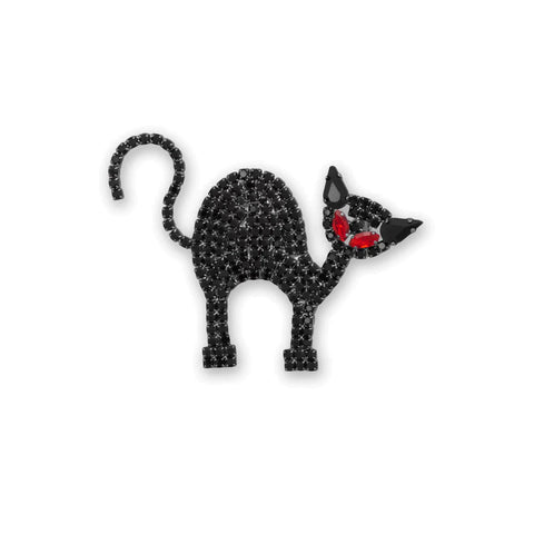 Fashion Black Cat Pin with Crystals