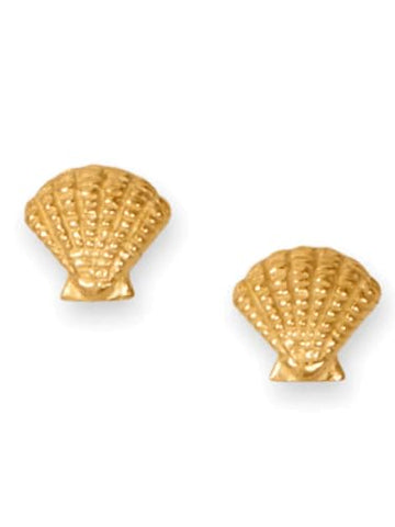 Seashell Stud Earrings 14k gold-plated silver