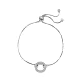 Friendship Bolo Bracelet with Hinge Ring for Charms Adjustable Length Rhodium