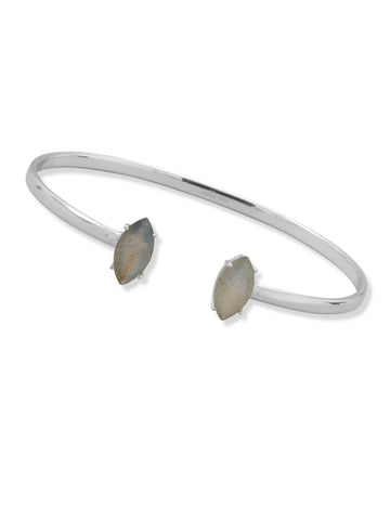 Labradorite Cuff Bracelet Rhodium-plated Sterling Silver