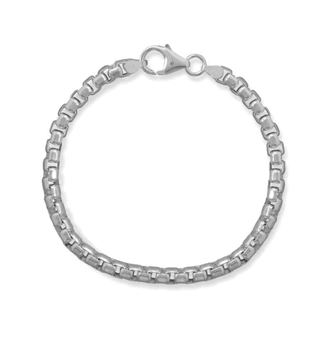 Mens Sterling Silver Rounded Box Chain 5mm Width 8.5-inch Length