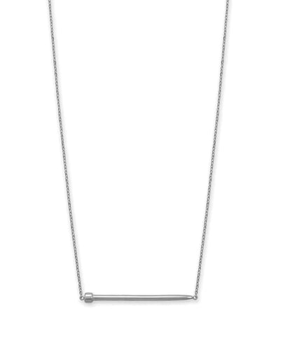 AzureBella Jewelry Nail Necklace Sideways Bar Style Rhodium on Sterling Silver Adjustable