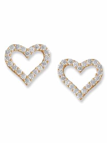 Heart Earrings Outline Design Sparkling Cubic Zirconia Gold-plated Silver