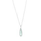 Ancient Roman Glass Necklace Aqua Raindrop Sterling Silver
