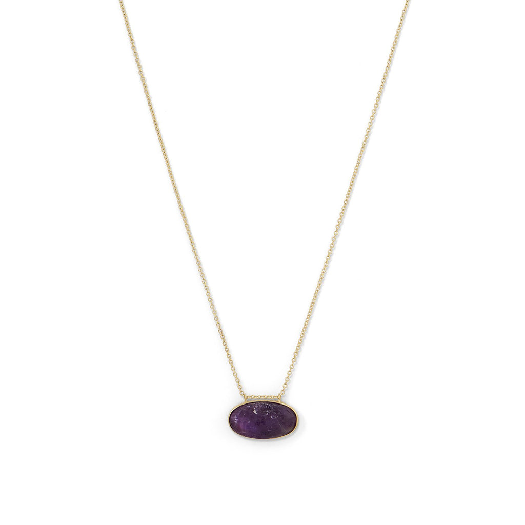 Amethyst Necklace Oval Pendant Slide Gold-plated Sterling Silver Adjustable