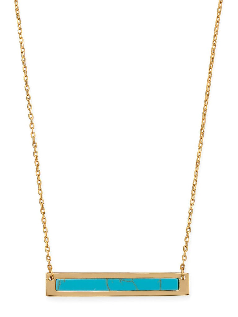 Bar Necklace with Reconstituted Turquoise Gold-plated Sterling Silver