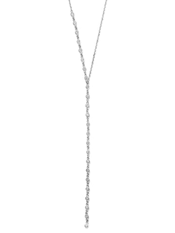Sterling Silver Adjustable Y-style Lariat Necklace Box Chain and Slider Bead