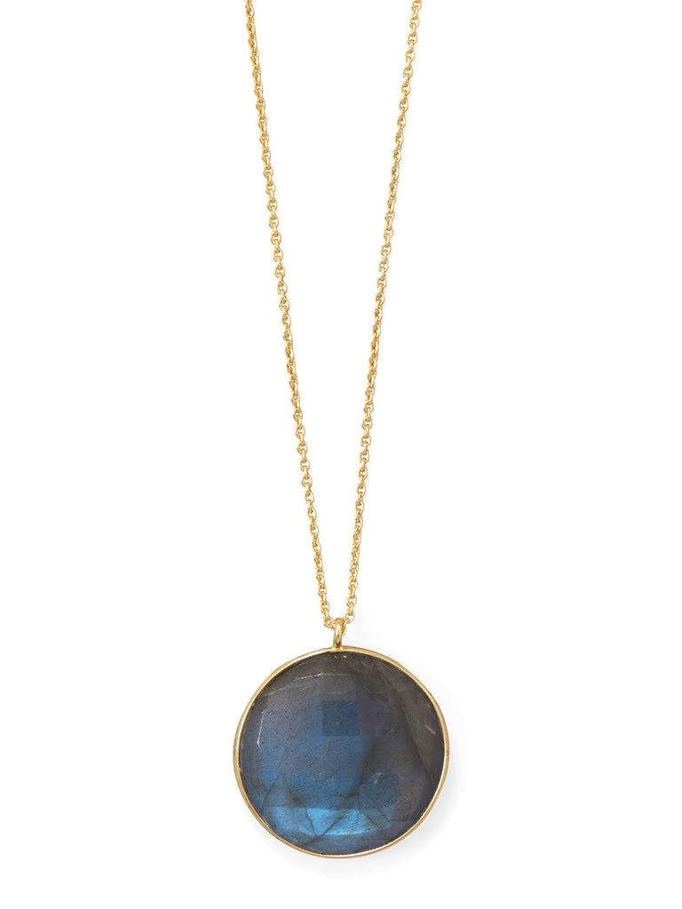 Labradorite Necklace Gold-plated Sterling Silver Adjustable Length