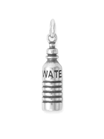 Water Bottle Charm Sterling Silver Oxidized Finish