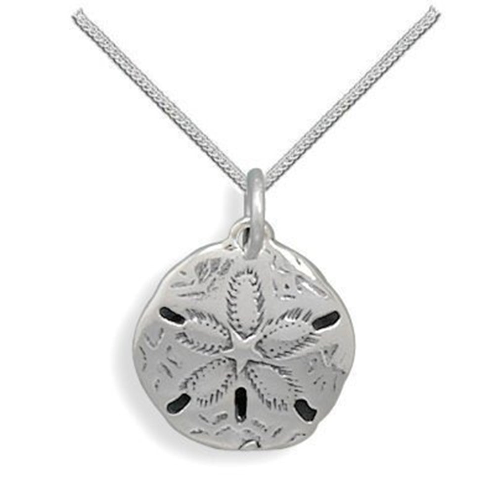 Antiqued Sand Dollar Necklace Sterling Silver