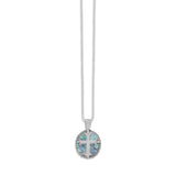 Ancient Roman Glass Necklace with Solid Cross Sterling Silver Made in Israel Box Chain Included