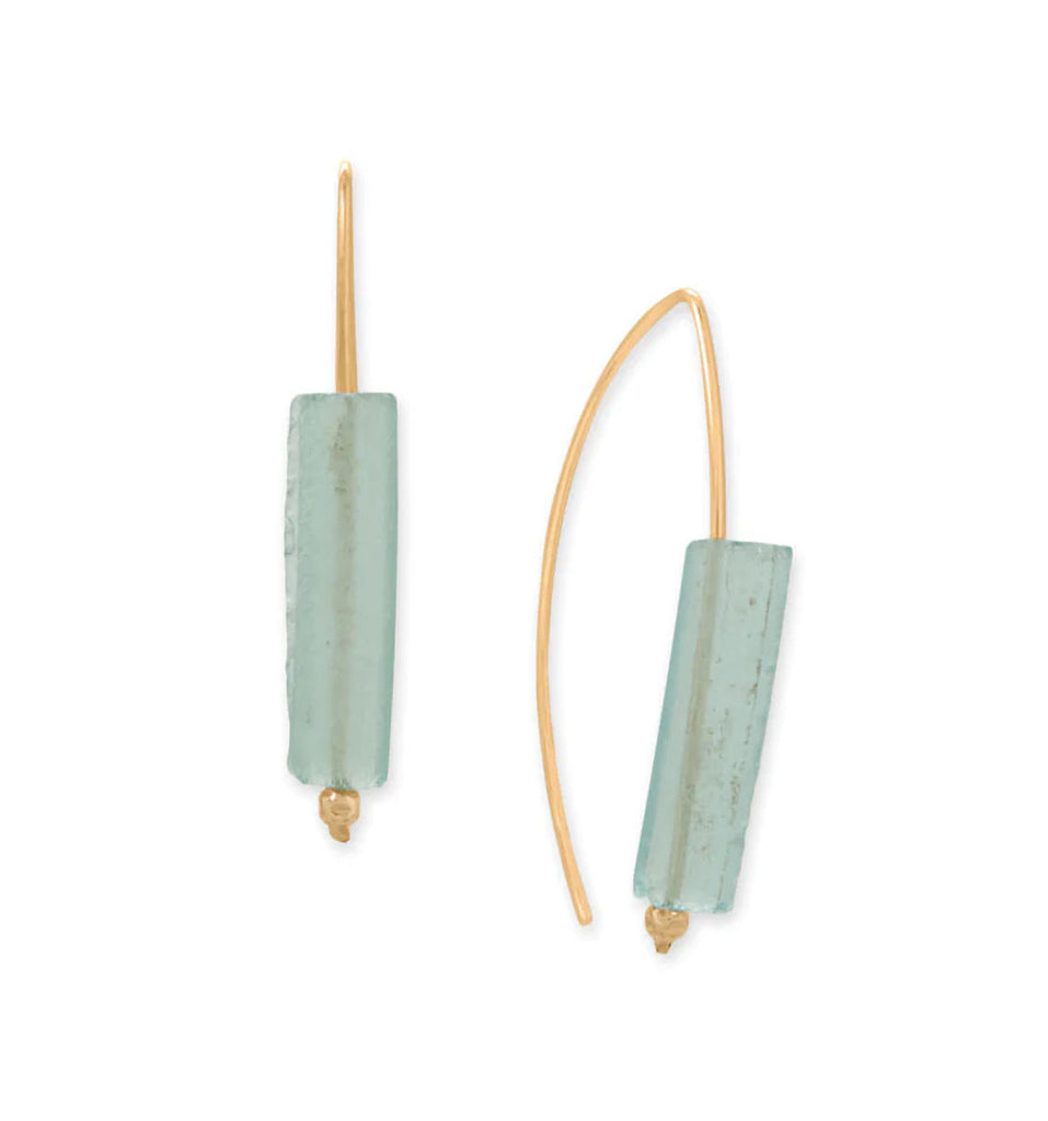 Ancient Roman Glass Handle Wire Threader Earrings 14k Gold-filled