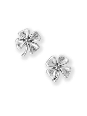 Lucky Four Leaf Clover Stud Earrings Sterling Silver