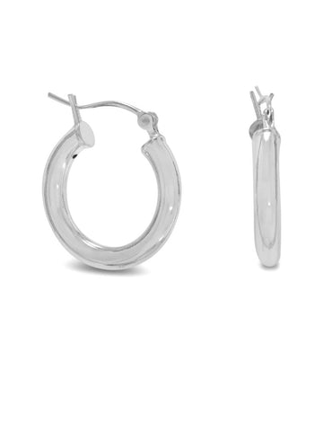 Extra Small 3mm x18mm Round Tube Sterling Silver Hoop Earrings