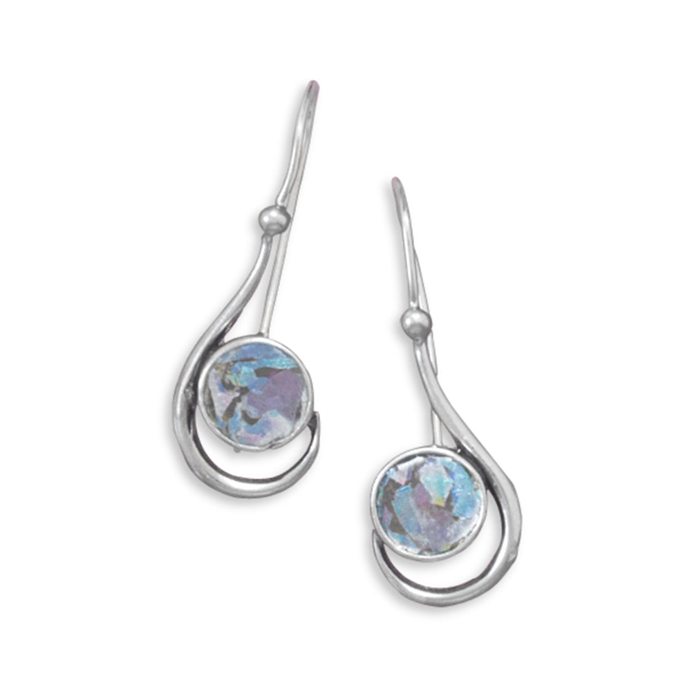 Ancient Roman Glass Earrings Small Handcrafted Sterling Silver