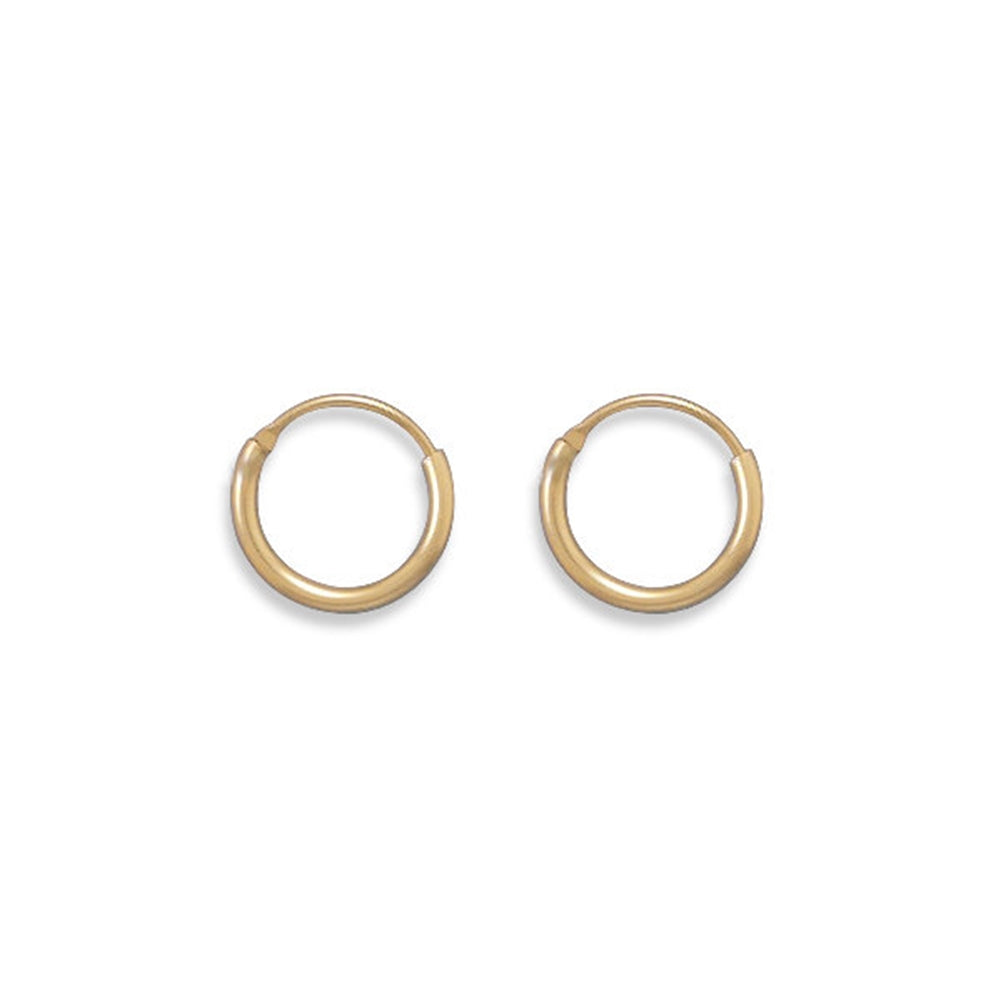 1x12mm Endless Hoops Small Hoop Earrings Yellow Gold-filled, Made in the USA