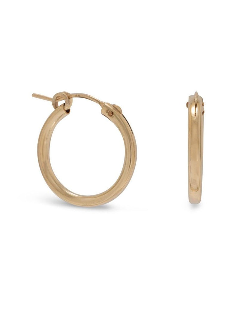 2mm x 19mm Hoops Small Hoop Earrings 12k Yellow Gold-filled Click Close - Made in the USA