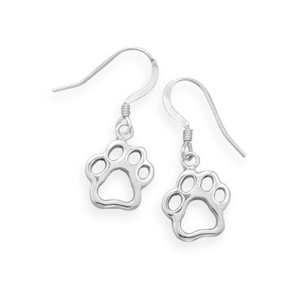Animal Paw Print Earrings Cut Out Design Cat Dog Sterling Silver