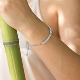 Cubic Zirconia Bar Bracelet Rhodium on Sterling Silver Sliding Adjustable Length