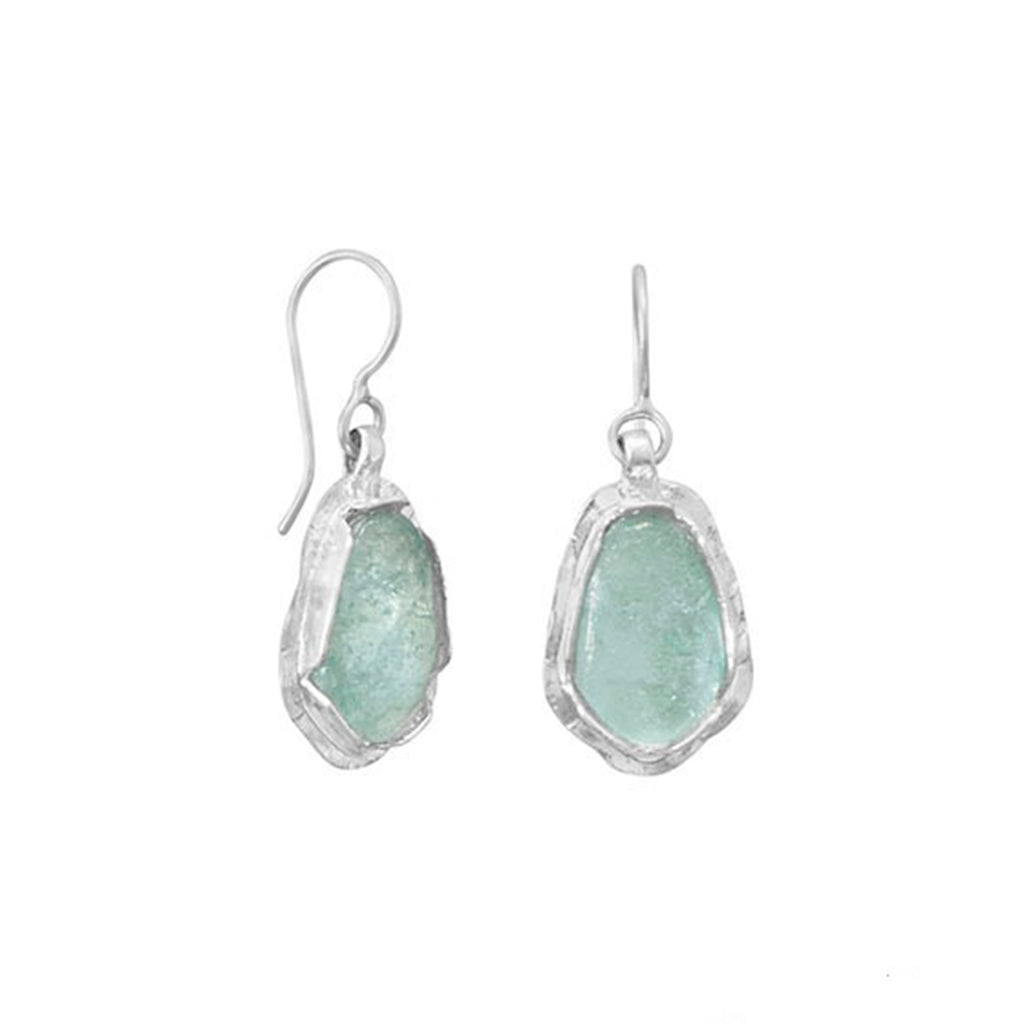 Ancient Roman Glass Earrings with Textured Edge Handmade in Israel