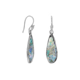 Ancient Roman Glass Earrings Teardrop Shape Sterling Silver