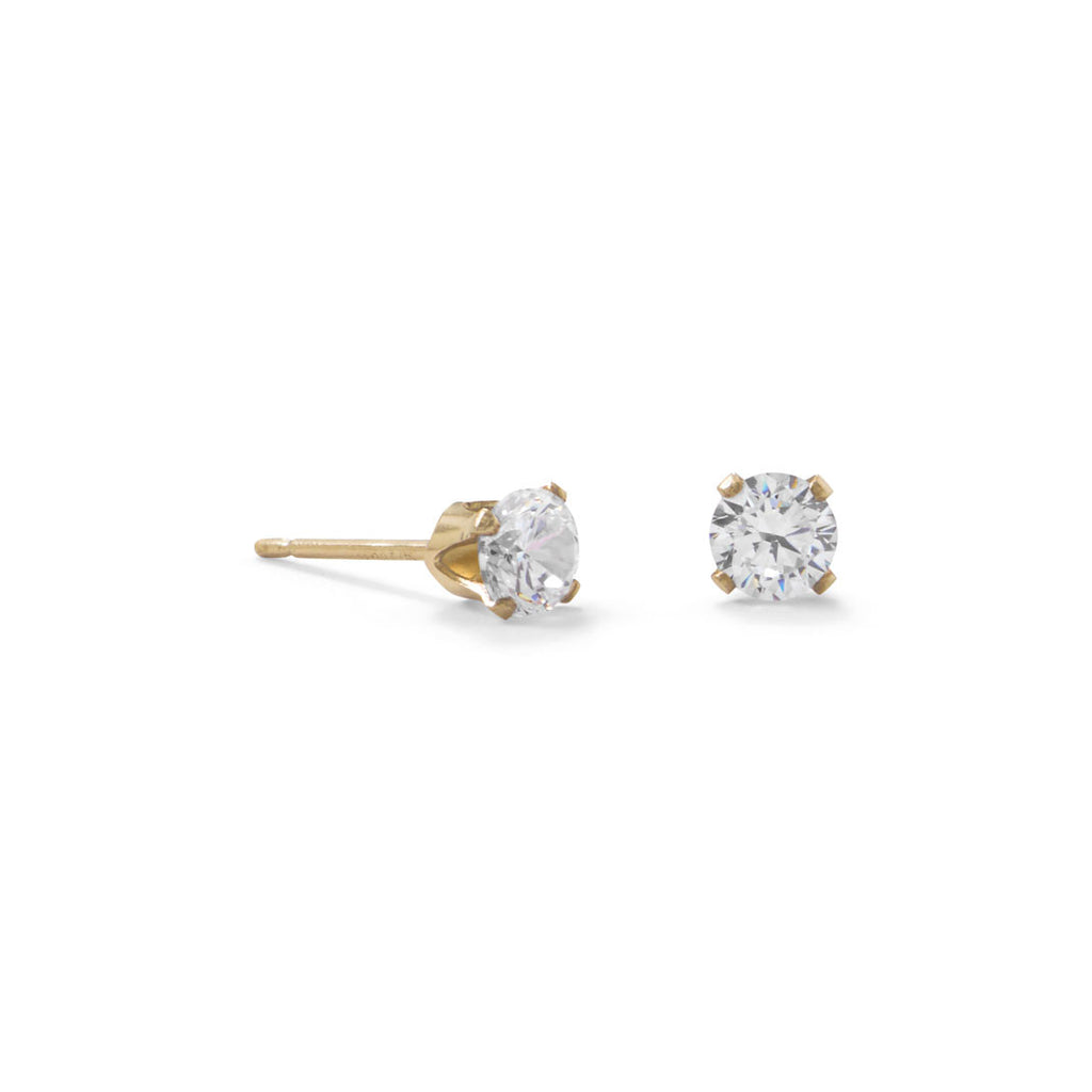14k Gold-filled Clear Cubic Zirconia Post Stud Earrings 4mm