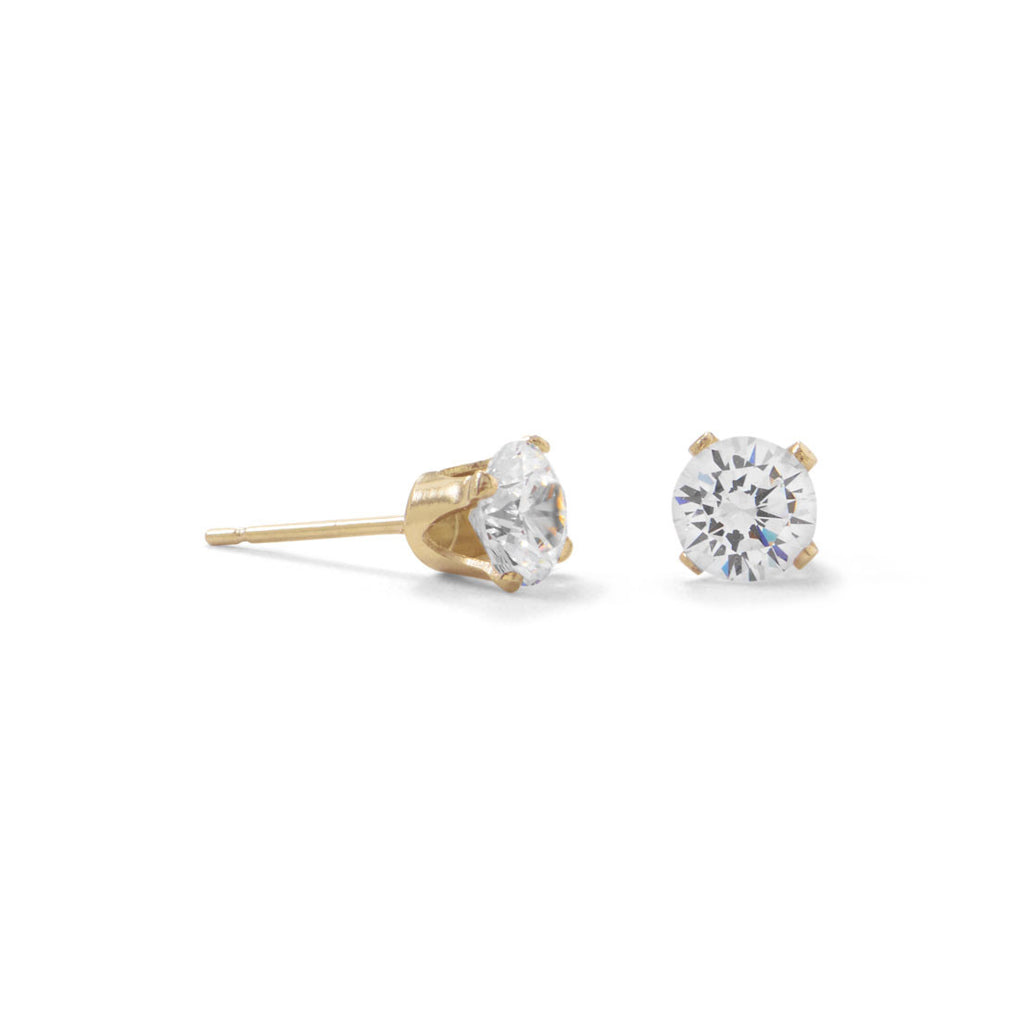 14k Gold-filled Clear Cubic Zirconia Post Stud Earrings 5mm