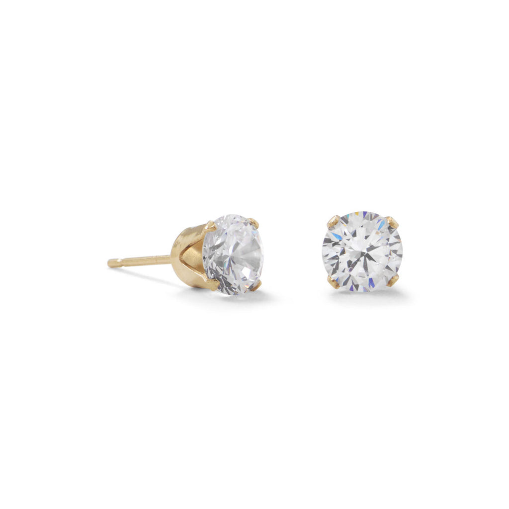 14k Gold-filled Clear Cubic Zirconia Post Stud Earrings 6mm