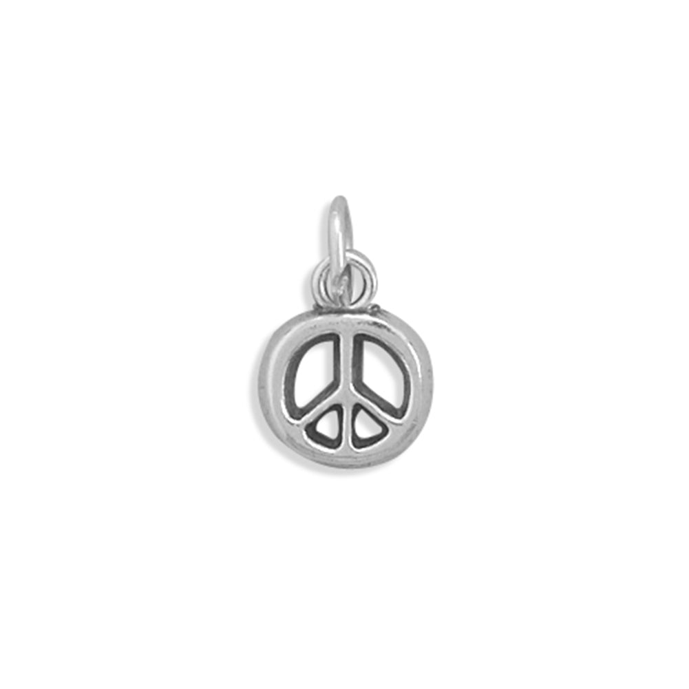 Peace Sign Symbol Charm Small Sterling Silver, Made in the USA