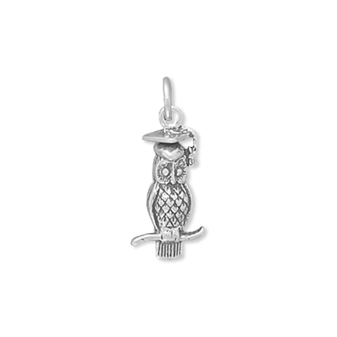 Wise Owl Graduation Sterling Silver Charm - Made in the USA