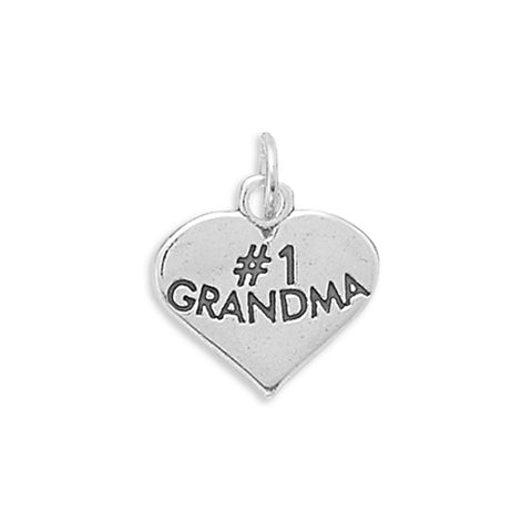 #1 Grandma Charm Sterling Silver - Made in the USA