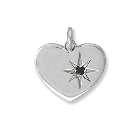 Genuine Black Diamond .015 CTW in Sterling Silver Heart Charm Pendant