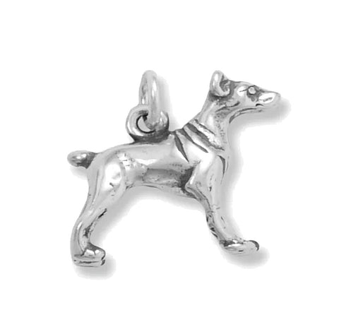 Dog Breed 3-D Doberman Pinscher Charm Sterling Silver