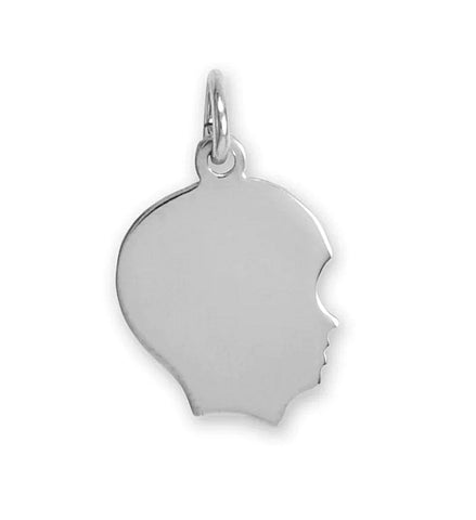 Small Boy Silhouette Pendant Charm Sterling Silver