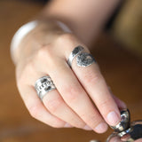 Bali  Bead Rope Edge Band Ring Extra Wide Antiqued and Polished Sterling Silver