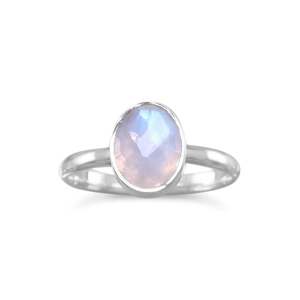 Stackable Ring Faceted Moonstone Sterling Silver