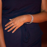 Single Bar Ring with Sparkling Cubic Zirconia Rhodium-plated Sterling Silver