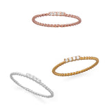 Set of 3 Stacking Rings with Cubic Zirconia Three Tone Rope Twist Band