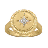 Star Sun Burst Reversible Design Gold-plated Sterling Silver Cubic Zirconia