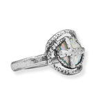 Ancient Roman Glass Ring with Cross Design Sterling Silver