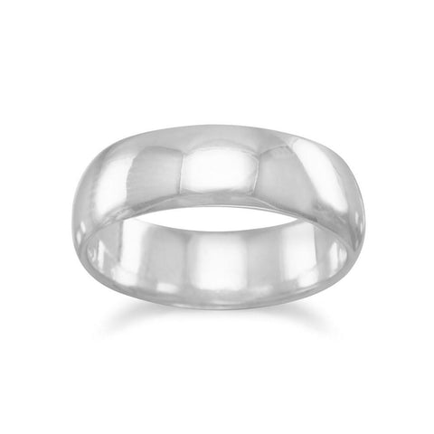 Wedding Band Ring Polished Solid Sterling Silver 6mm Mens Womens