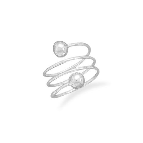 Wire Wrap Ring with Bead Ends Sterling Silver