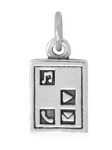 Tablet Charm with Icons Sterling Silver