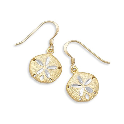 Sand Dollar Two Tone Gold-plated Sterling Silver Earrings