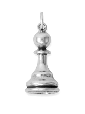 Chess Piece Pawn Charm 3D Sterling Silver
