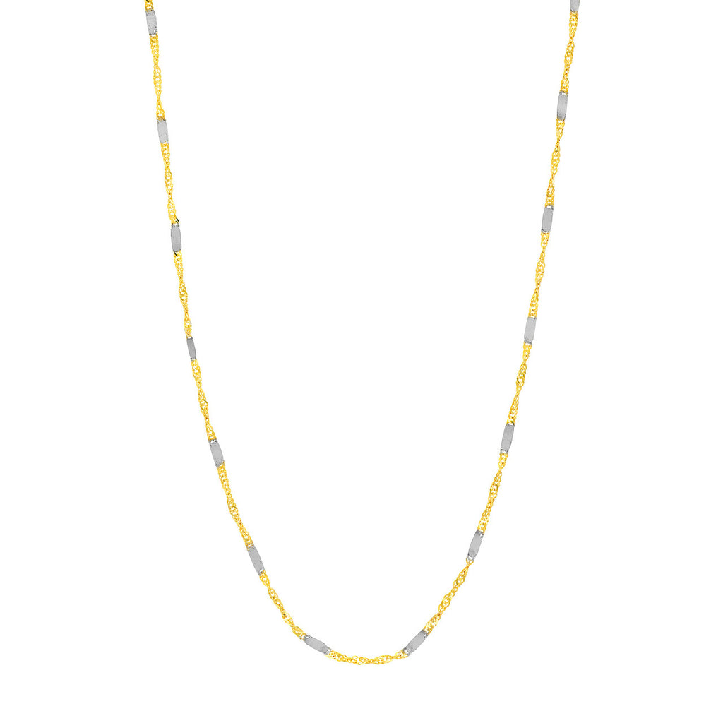 Two Tone 14k White and Yellow Gold Twist Chain with Bars