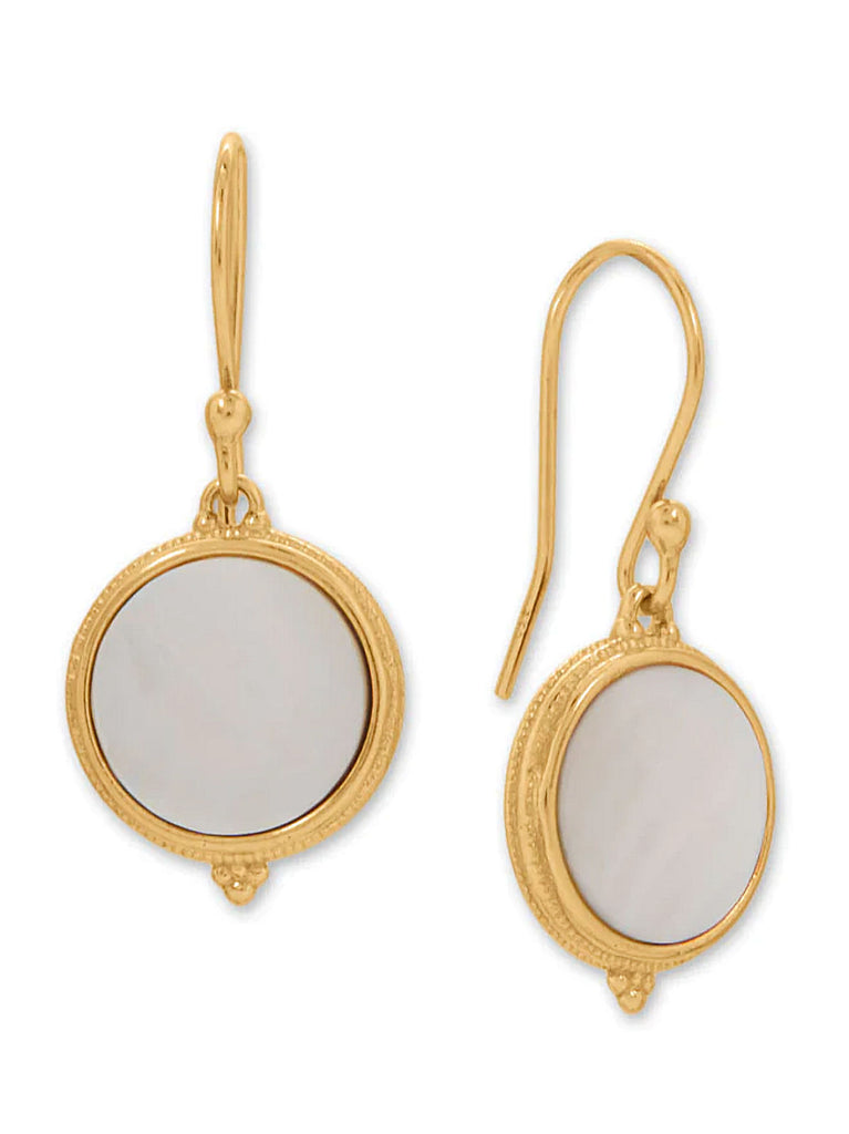 14k Gold-plated Mother of Pearl Earrings Antique Style