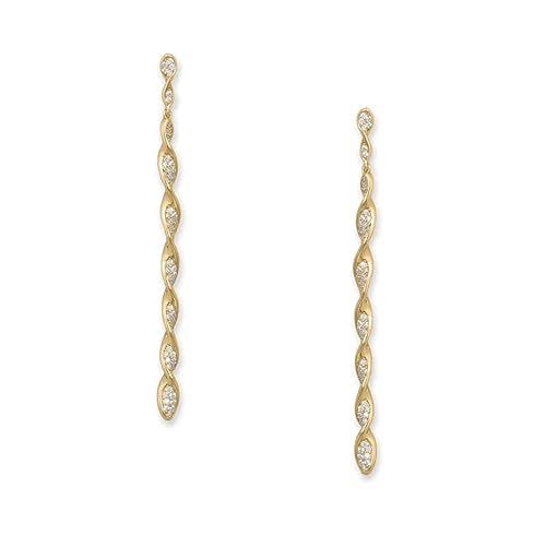 14k Gold-plated pave Cubic Zirconia Spiral Twist Drop Earrings 14k Gold-plated pave Cubic Zirconia Spiral Twist Drop Earrings