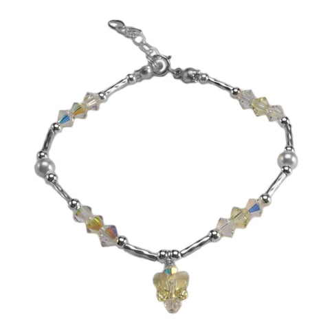 Yellow Butterfly Childrens Charm Bracelet Sterling Silver Made with Swarovski(R) Crystals