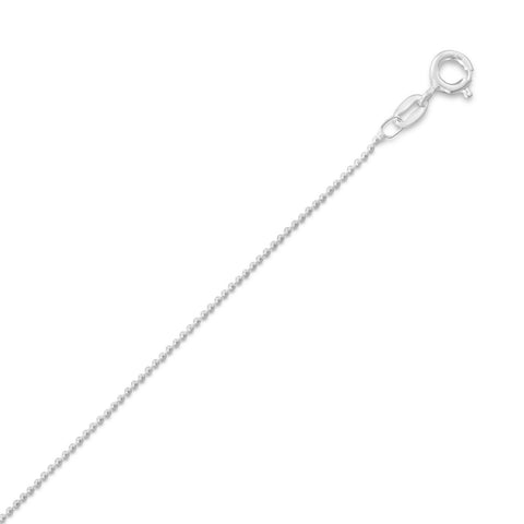 Sterling Silver Bead Chain Necklace 1mm Wide - Made in Italy